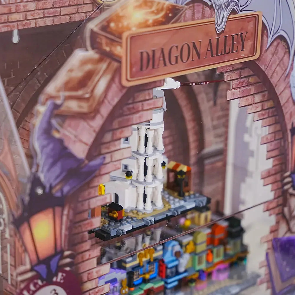 Acrylic Display Frame Compatible with LEGO® Harry Potter Diagon Alley™ Wizarding Shops 76444