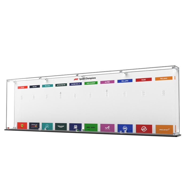 Acrylic Display Case for LEGO Speed Champions F1 Cars (1x10 Grid) - brickzonehub