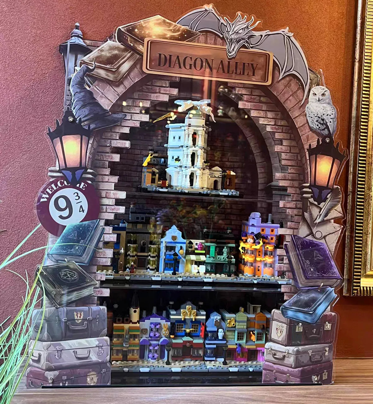 Acrylic Display Frame Compatible with LEGO® Harry Potter Diagon Alley™ Wizarding Shops 76444