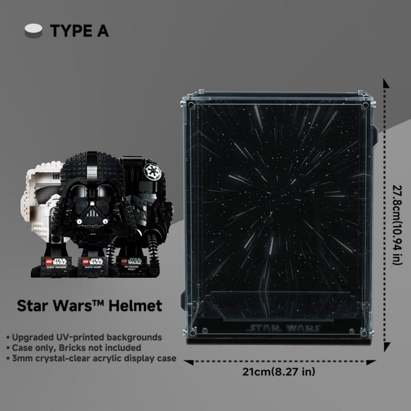 Crystal Display Case for LEGO® Star Wars Helmets – Premium UV - Printed Acrylic Protection Box - brickzonehub