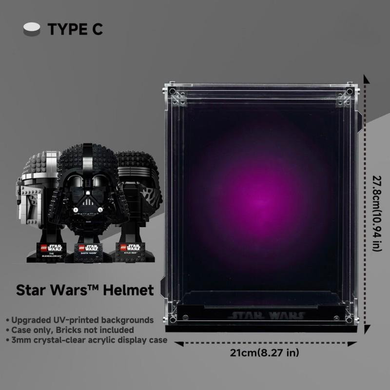 Crystal Display Case for LEGO® Star Wars Helmets – Premium UV - Printed Acrylic Protection Box - brickzonehub