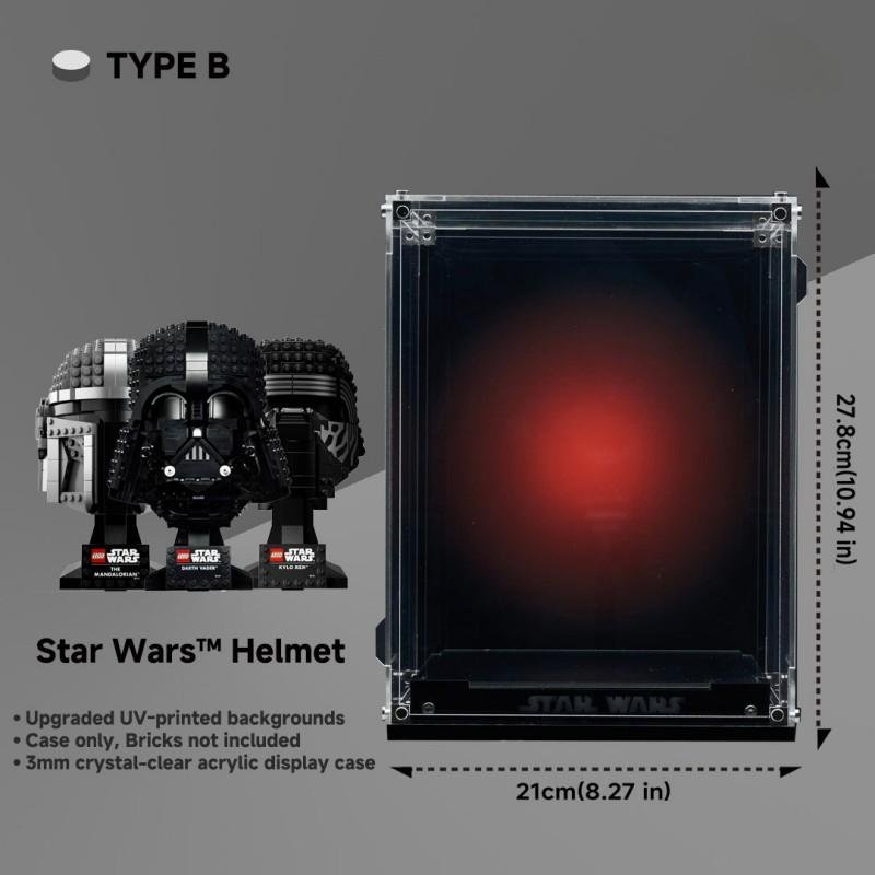 Crystal Display Case for LEGO® Star Wars Helmets – Premium UV - Printed Acrylic Protection Box - brickzonehub