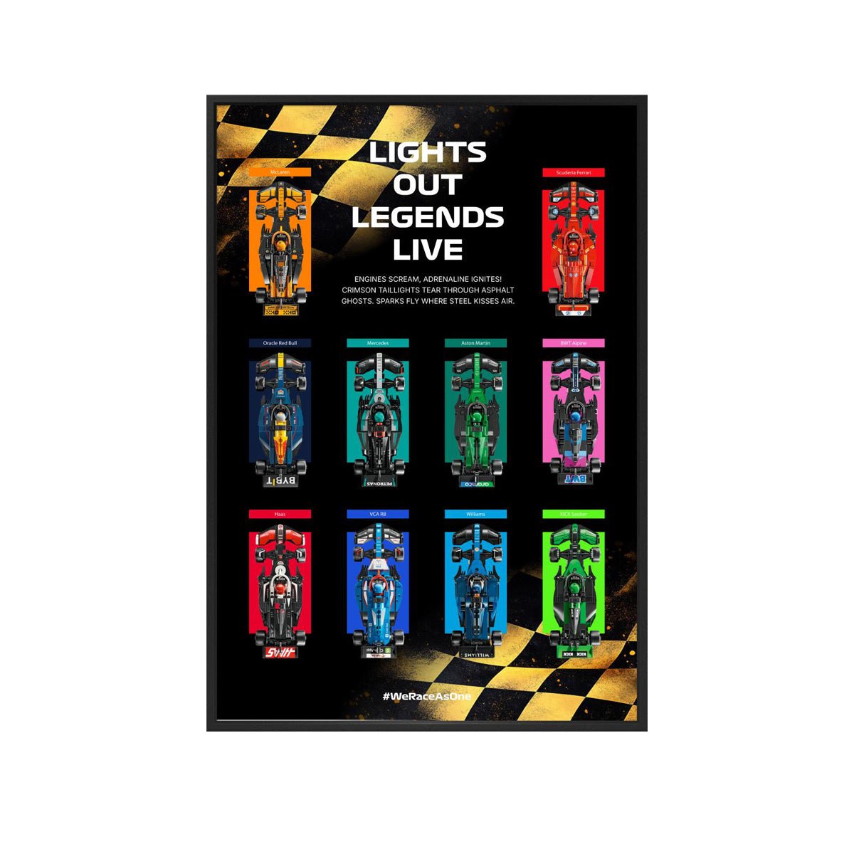 F1 Black & Gold Wall Display Frame Compatible with LEGO® Speed Champions - brickzonehub