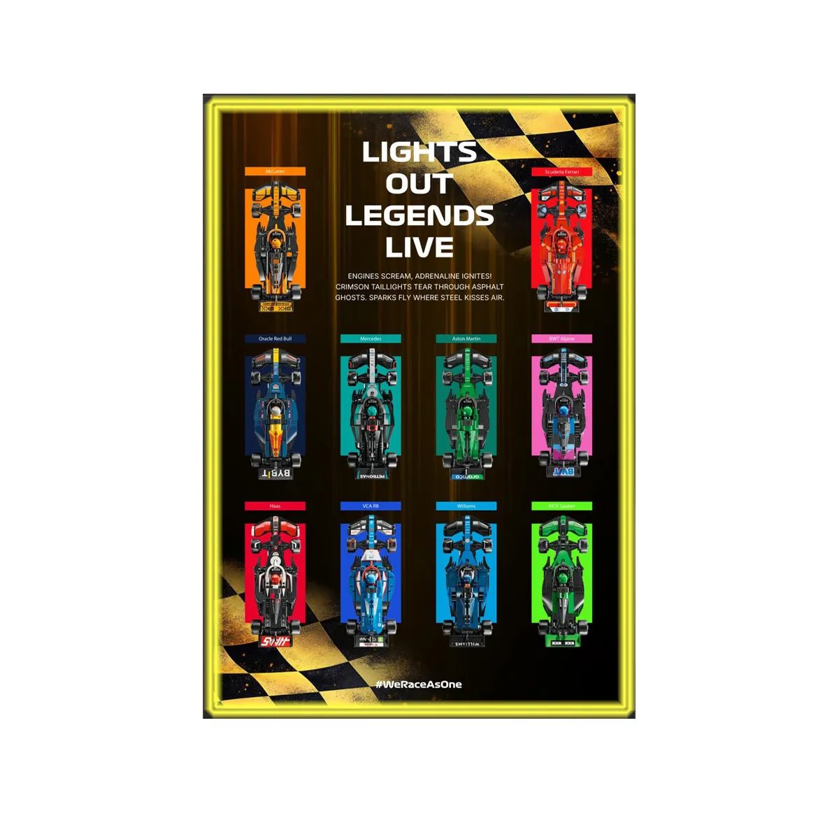 F1 Gold Banner Wall Display Frame Compatible with LEGO® Speed Champions - brickzonehub