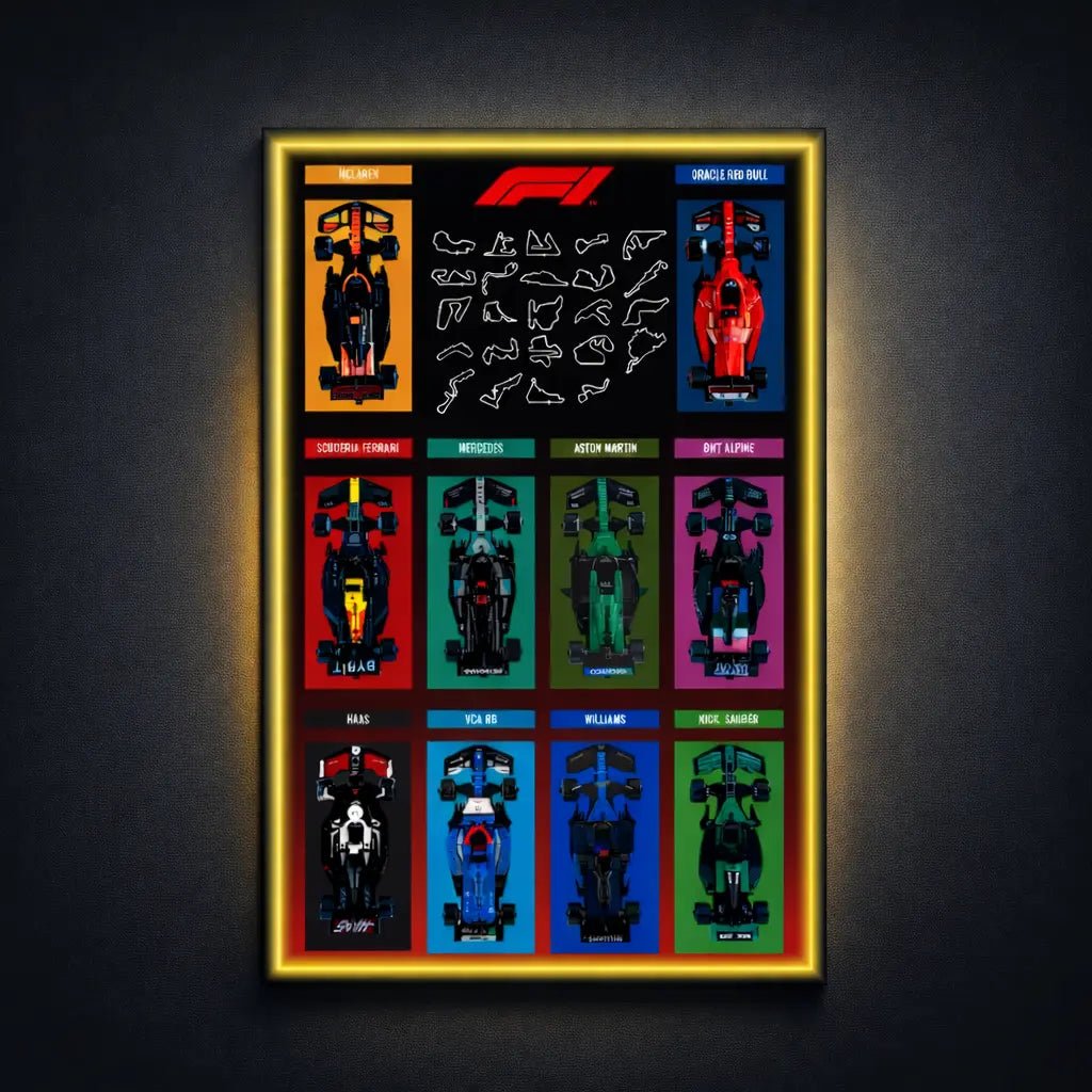 Wall Display Frame Compatible with LEGO® Speed Champions F1 Cars Style A - brickzonehub