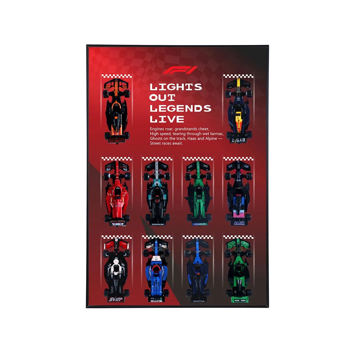 Wall Display Frame for LEGO® Speed Champions F1 Cars - brickzonehub