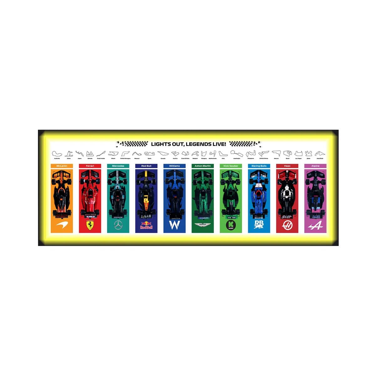 Wall - Mounted Display Frame Compatible with LEGO® Speed Champions F1 Series Style B - brickzonehub