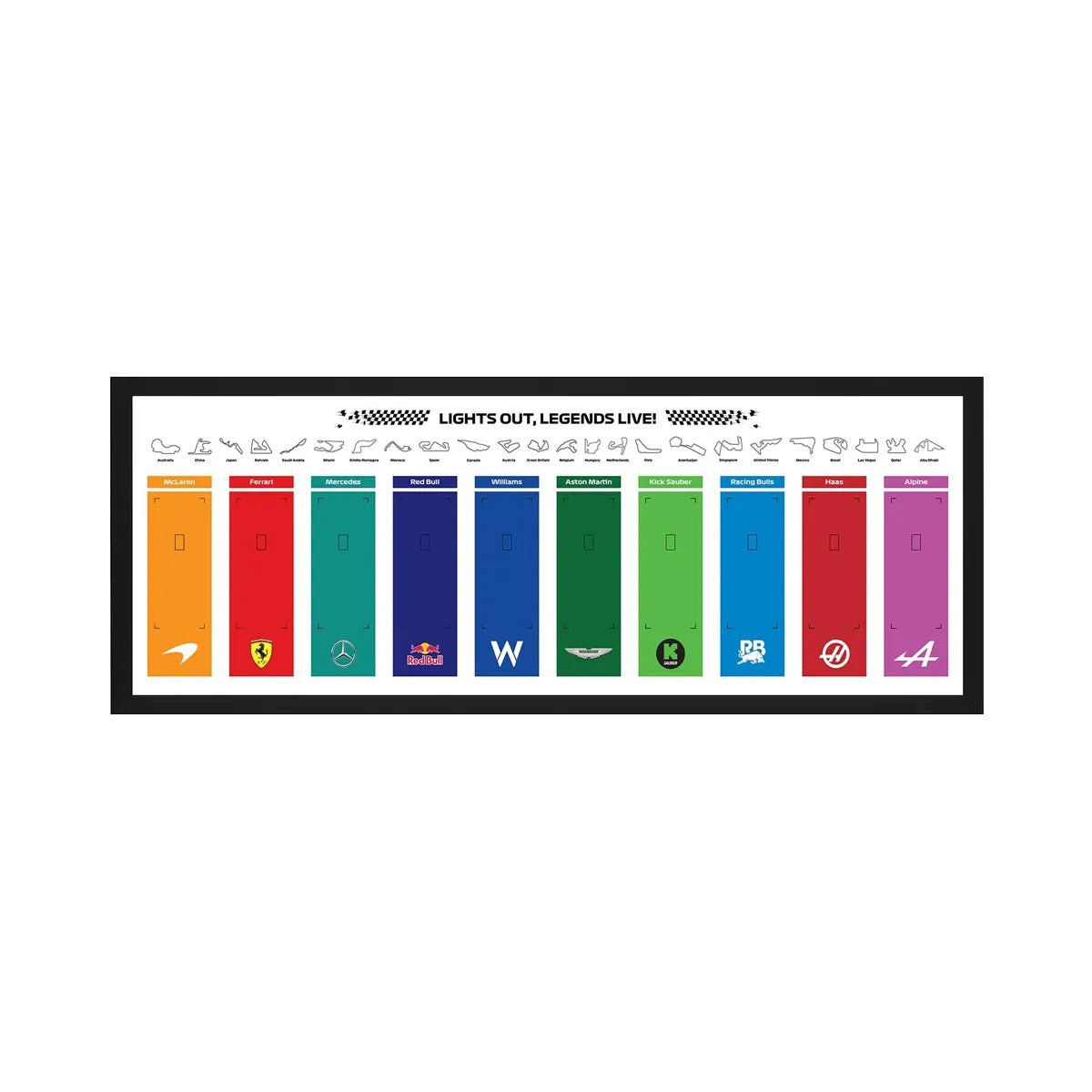 Wall - Mounted Display Frame Compatible with LEGO® Speed Champions F1 Series Style B - brickzonehub