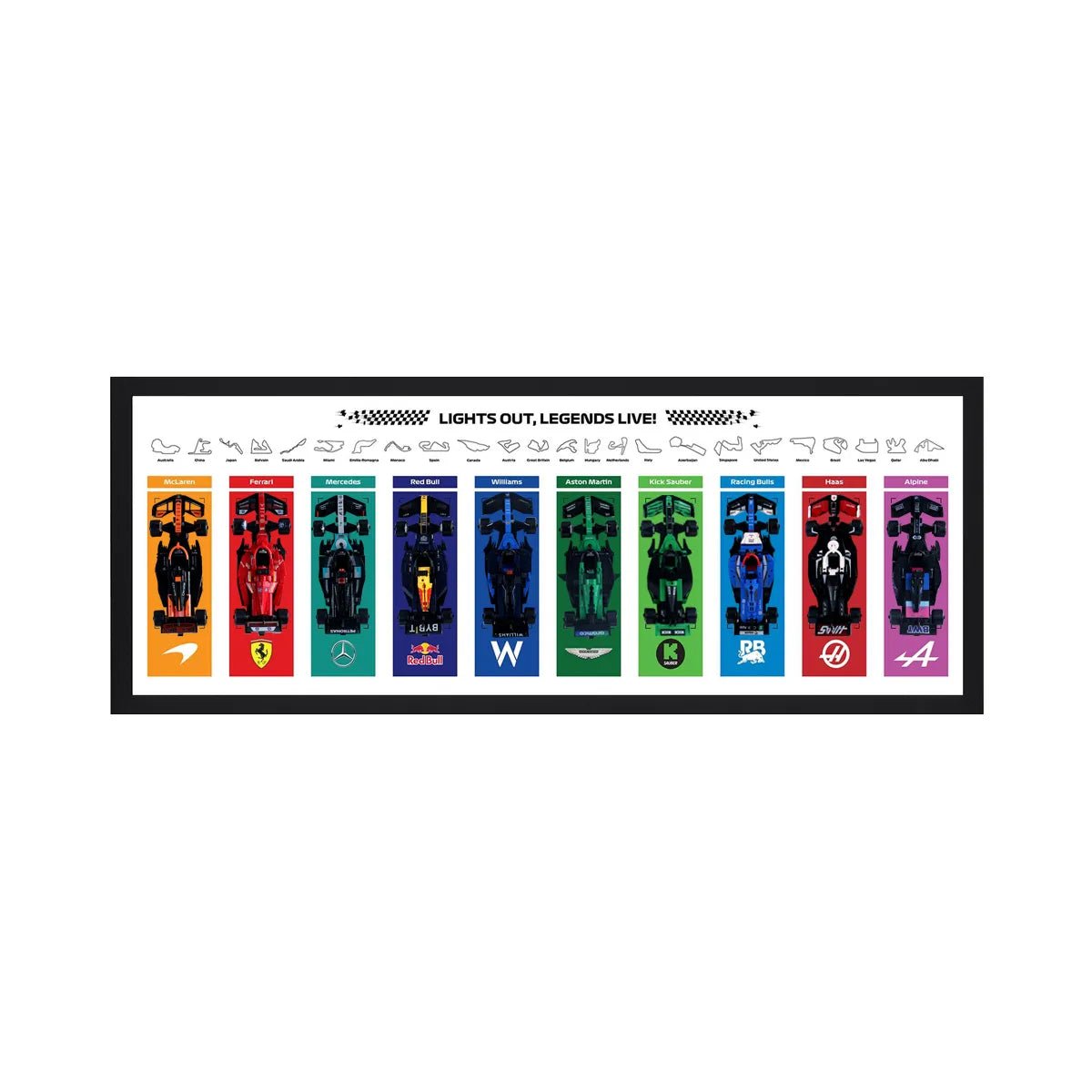 Wall - Mounted Display Frame Compatible with LEGO® Speed Champions F1 Series Style B - brickzonehub