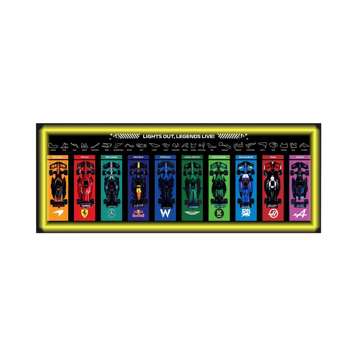 Wall - Mounted Display Frame Compatible with LEGO® Speed Champions F1 Series Style C - brickzonehub