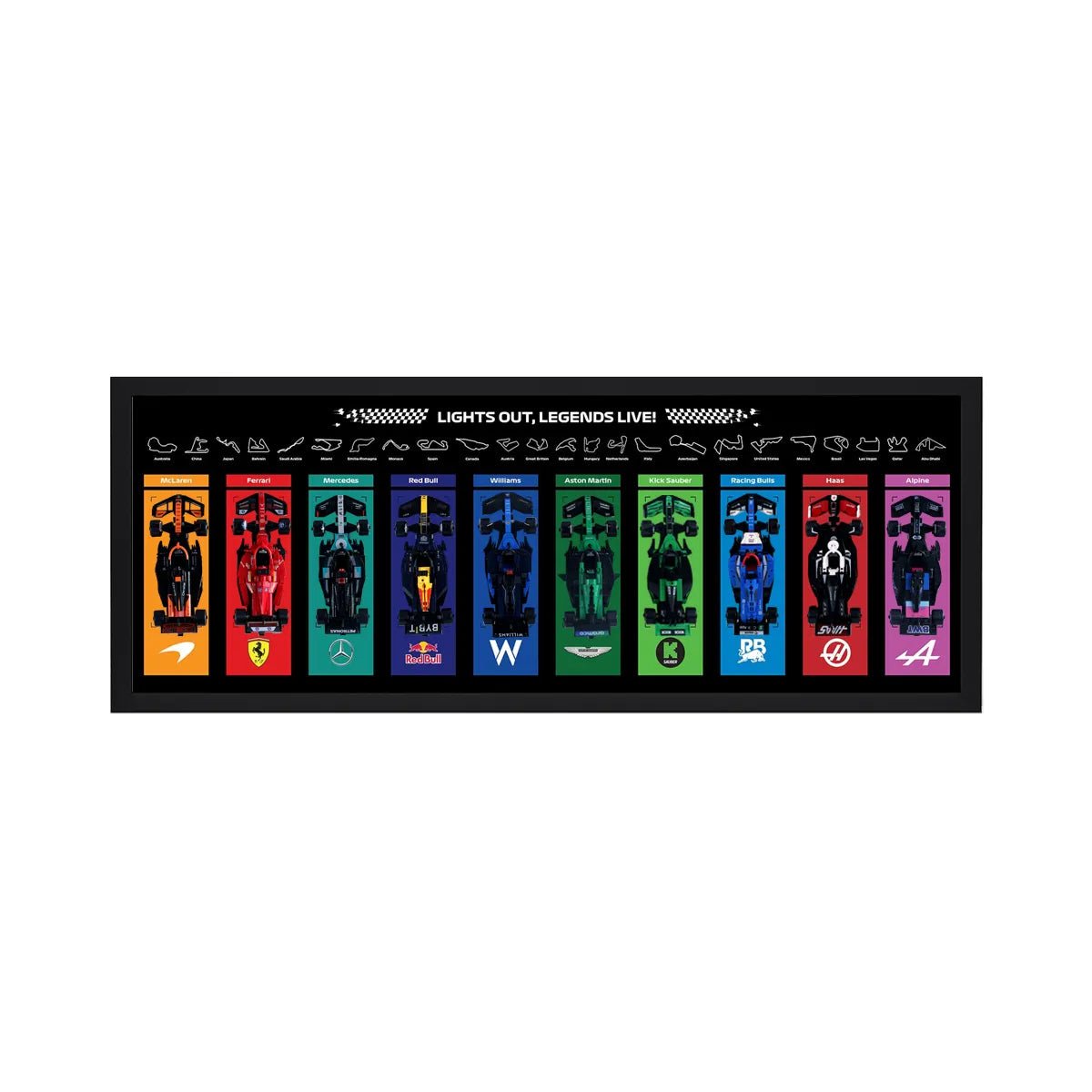 Wall - Mounted Display Frame Compatible with LEGO® Speed Champions F1 Series Style C - brickzonehub
