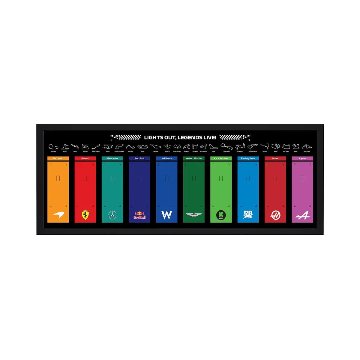 Wall - Mounted Display Frame Compatible with LEGO® Speed Champions F1 Series Style C - brickzonehub