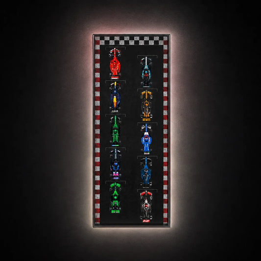 Wall Display Frame for LEGO® Speed Champions F1 | 10-Car | Track version | 120 x 45 cm