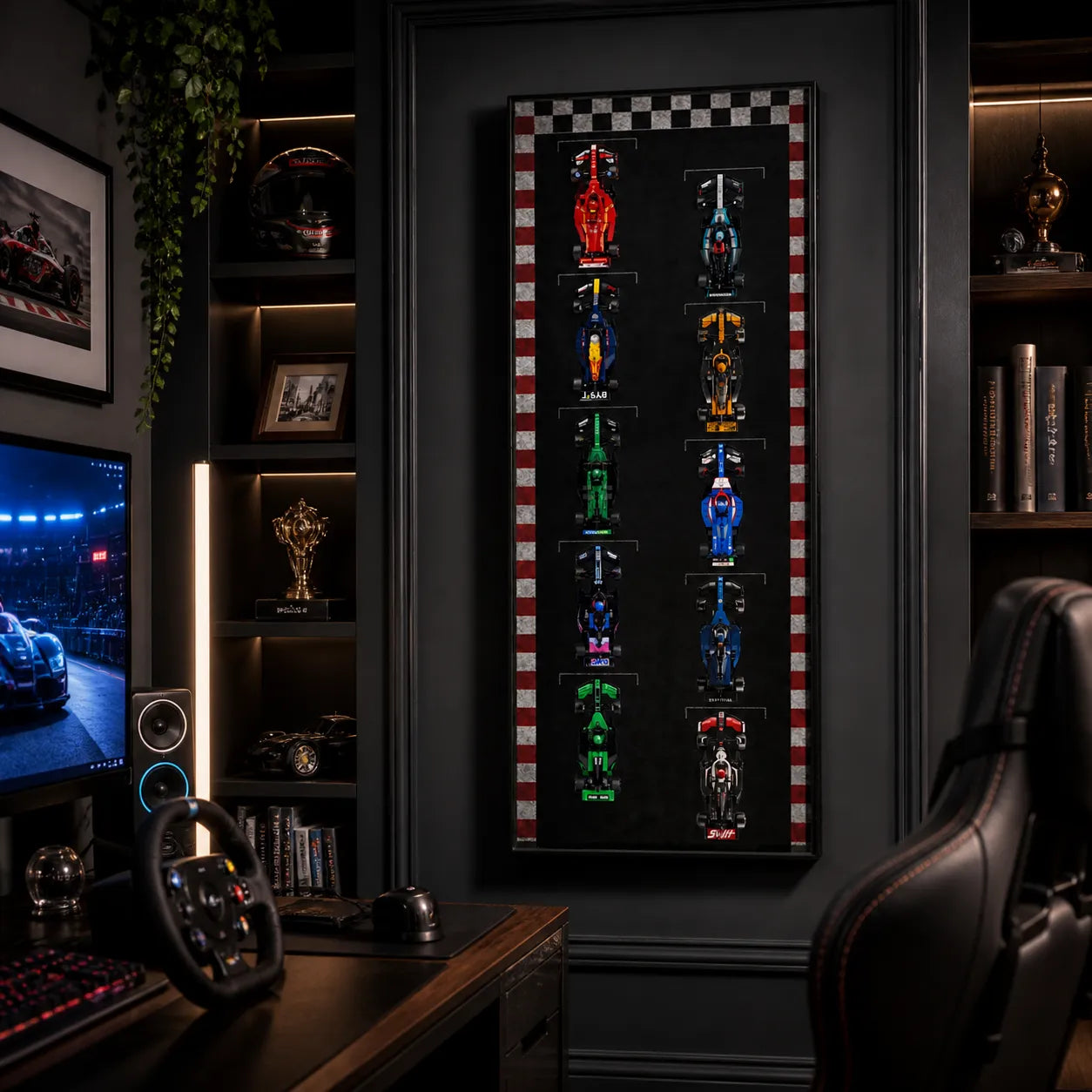 Wandmontierter Displayrahmen, kompatibel mit der LEGO® Speed ​​Champions F1-Serie