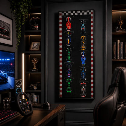 Wandmontierter Displayrahmen, kompatibel mit der LEGO® Speed ​​Champions F1-Serie