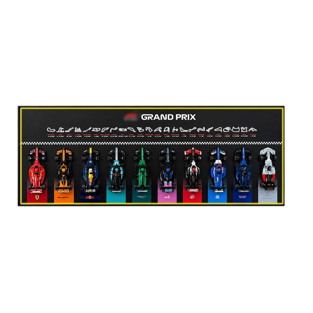 Wandmontierter Displayrahmen, kompatibel mit der LEGO® Speed ​​Champions F1-Serie