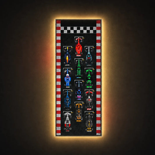 Wall Display Frame for LEGO® Speed Champions F1 | 12-Car | Track version | 120 x 45 cm