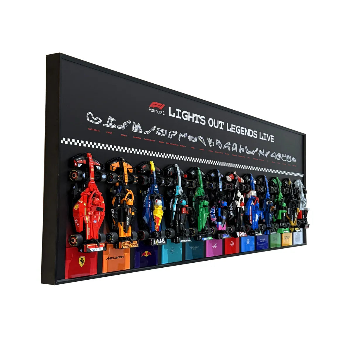 Wall Display Frame Compatible with LEGO® Speed Champions F1 Collection – 12 Cars Edition