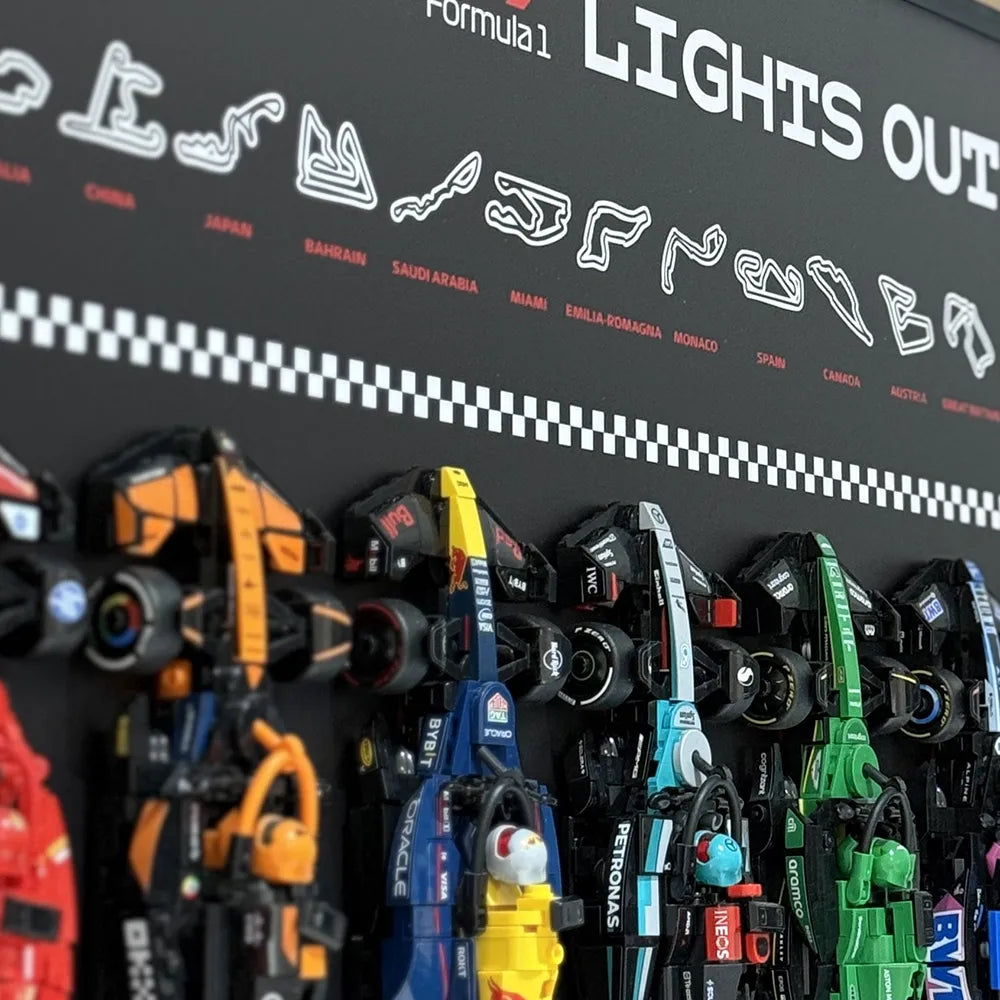 Wandmontierter Displayrahmen, kompatibel mit der LEGO® Speed ​​Champions F1-Serie
