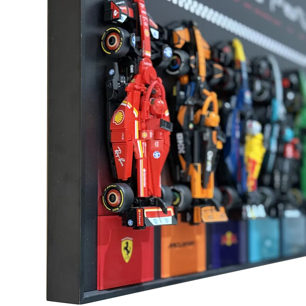 Wandmontierter Displayrahmen, kompatibel mit der LEGO® Speed ​​Champions F1-Serie