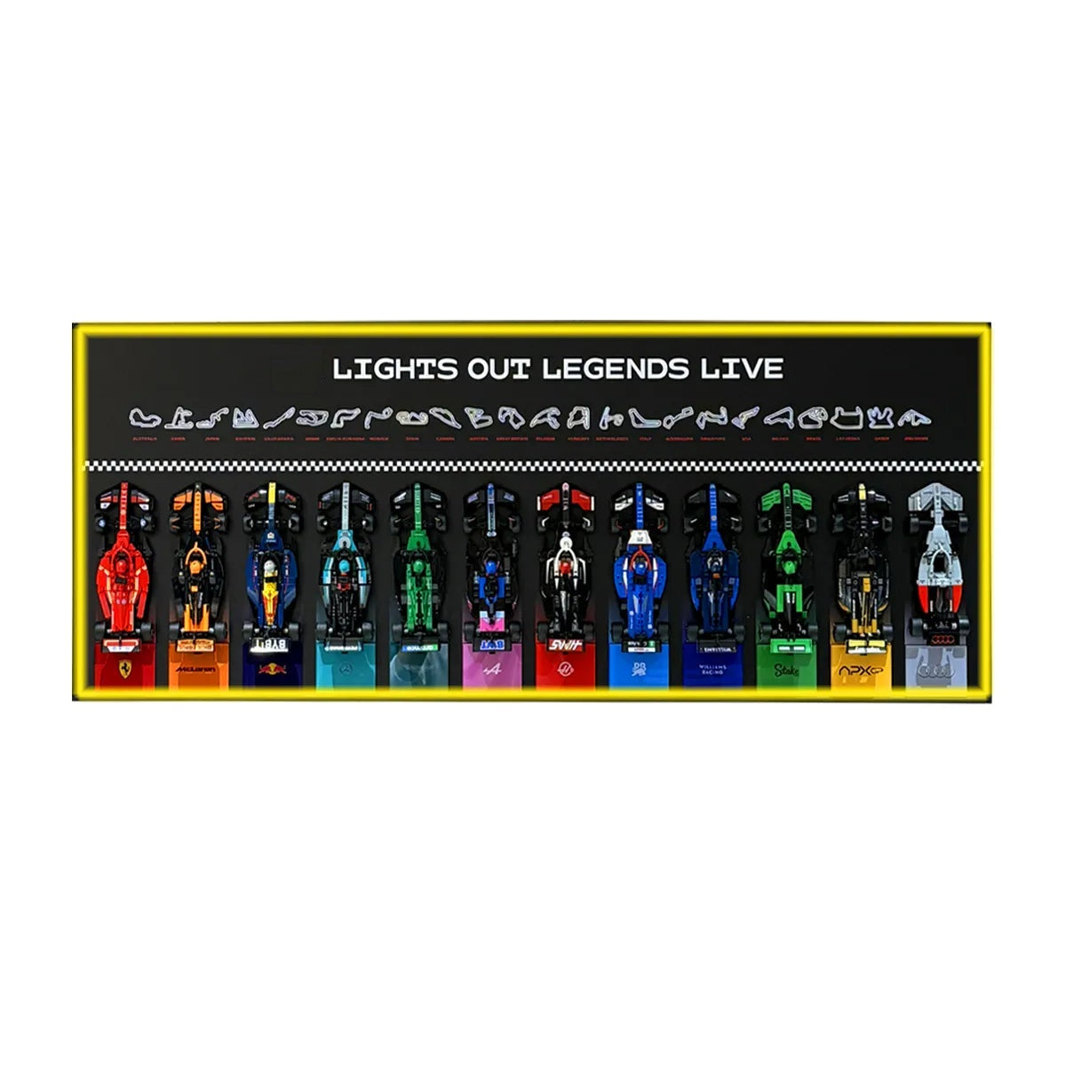 Wall Display Frame for LEGO® Speed Champions F1 | 12-Car | Grand Prix | Black