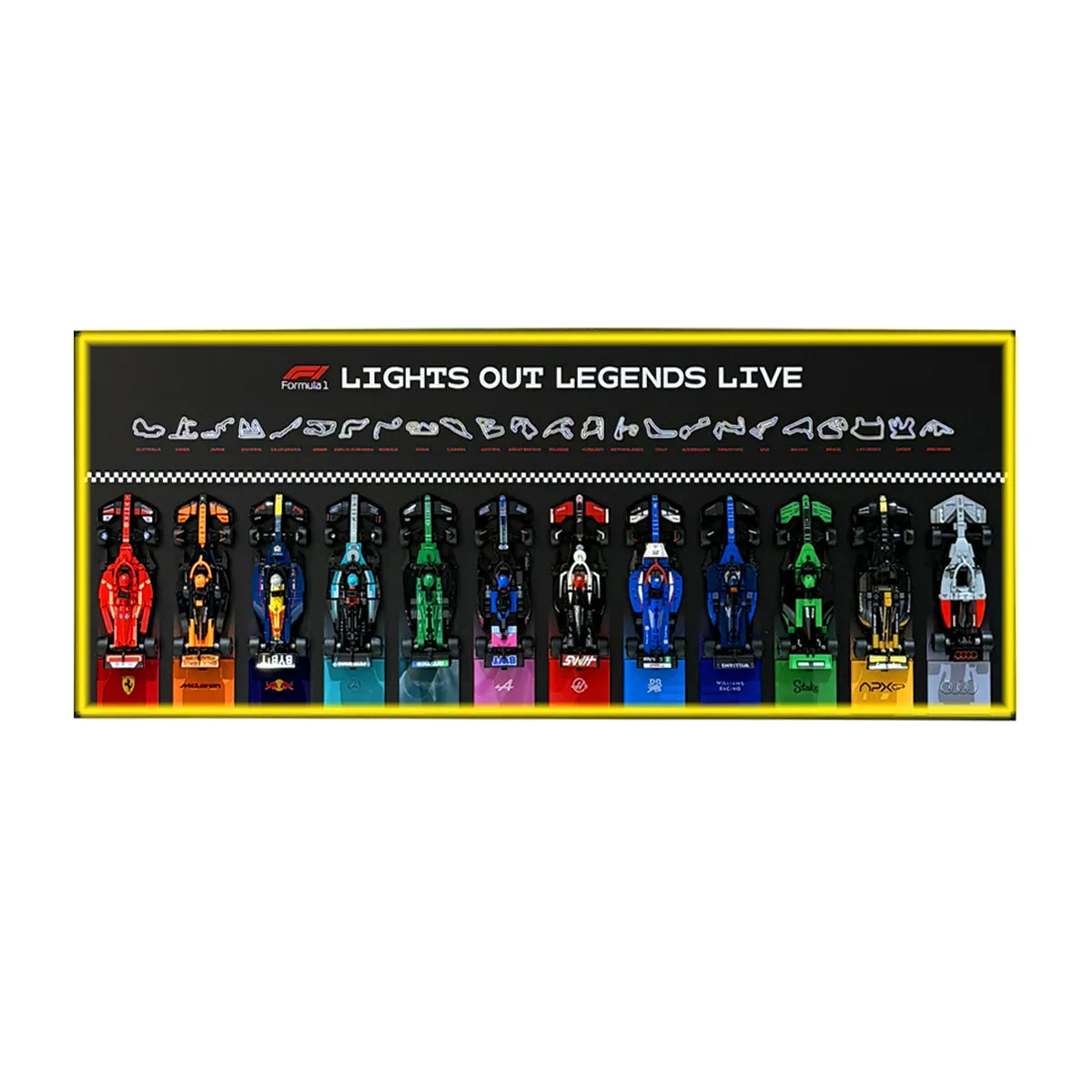 Wall Display Frame Compatible with LEGO® Speed Champions F1 Collection – 12 Cars Edition