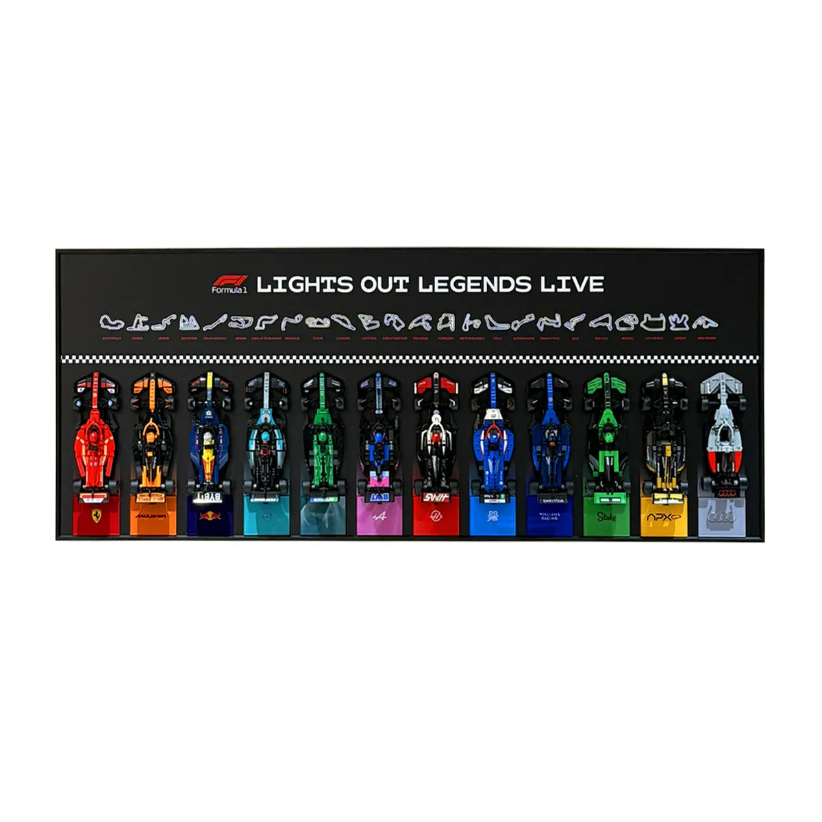Wall Display Frame Compatible with LEGO® Speed Champions F1 Collection – 12 Cars Edition