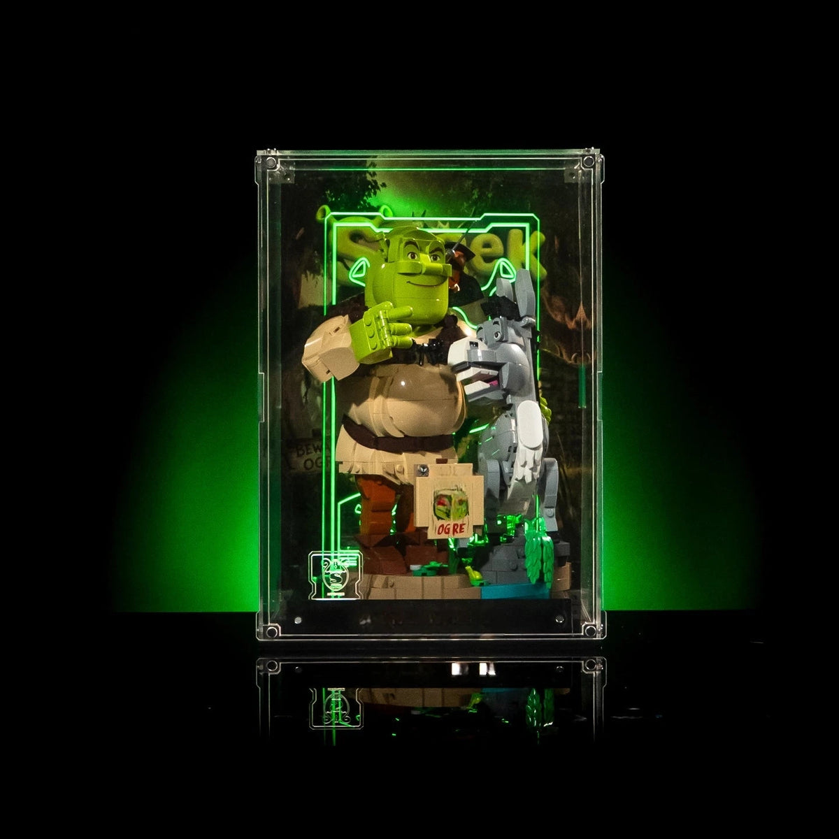 LED UV Display Case for LEGO® 72423 Shrek, Donkey & Puss in Boots