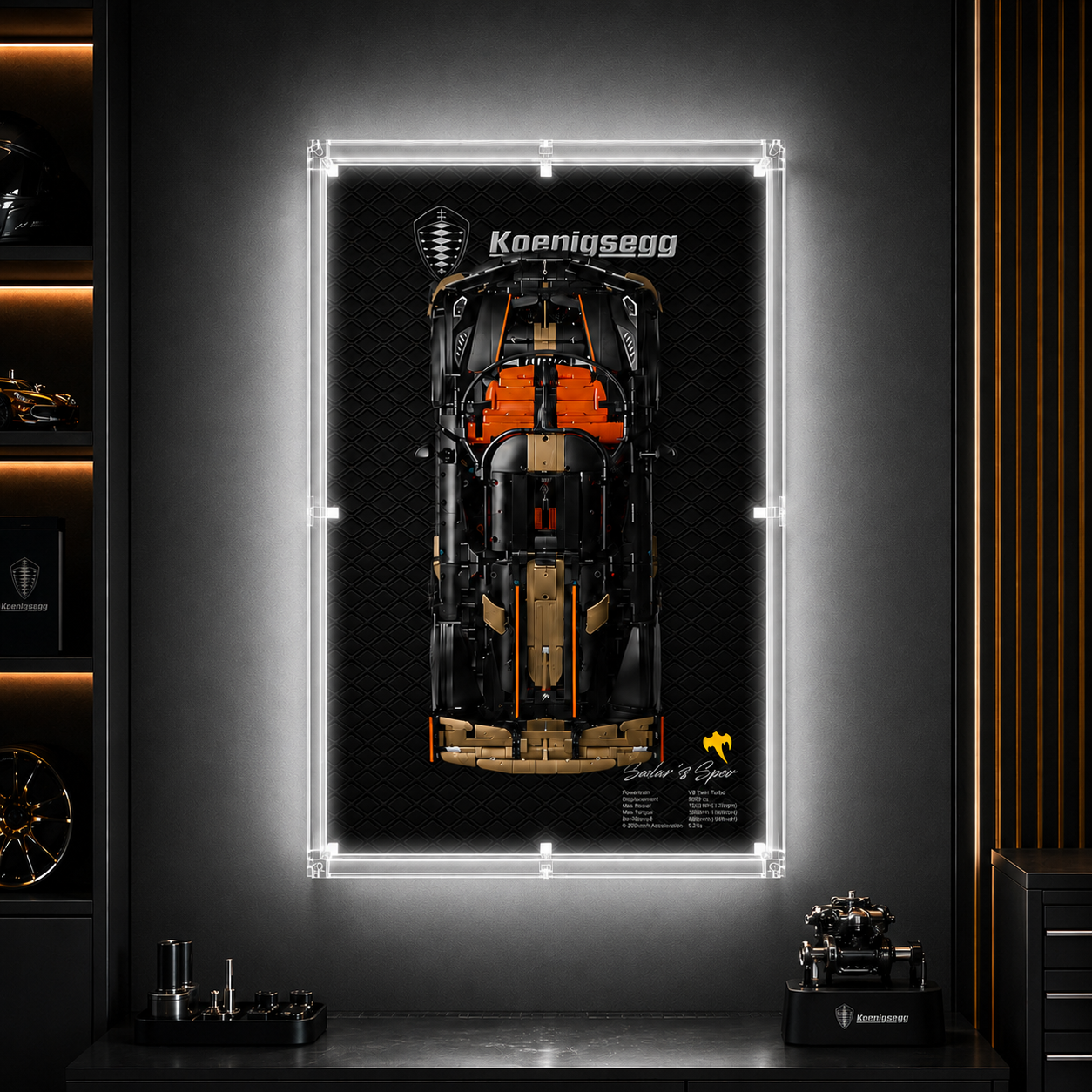 Wall Display Case for LEGO® Technic™ Koenigsegg Sadair’s Spear 42232