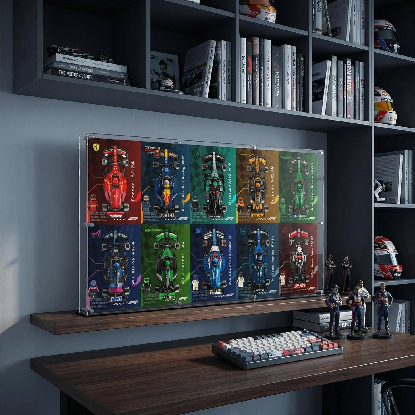 Acryl-Vitrine für LEGO Speed ​​Champions F1-Autos (2x5-Raster)