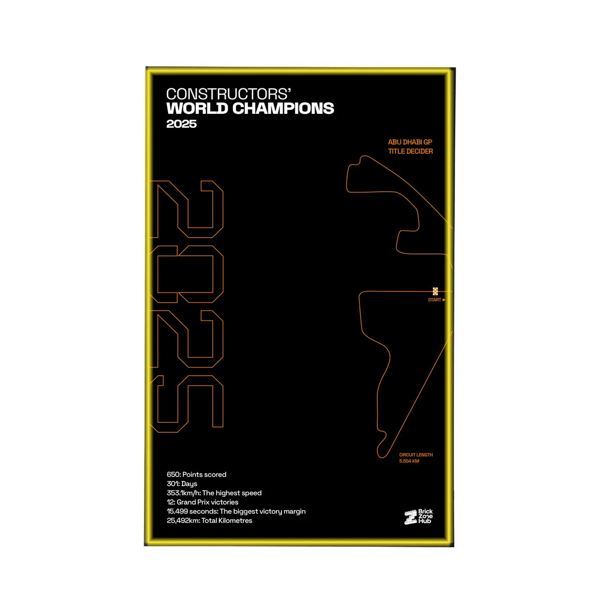Wall Display Frame for LEGO® McLaren MCL39 F1® Car 42228 | World Champions 2025