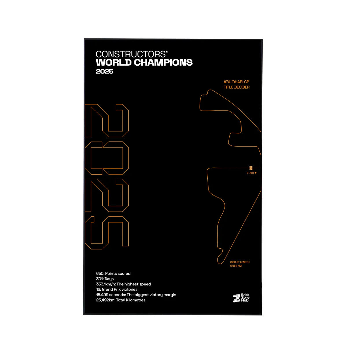 Wall Display Frame for LEGO® McLaren MCL39 F1® Car 42228 | World Champions 2025