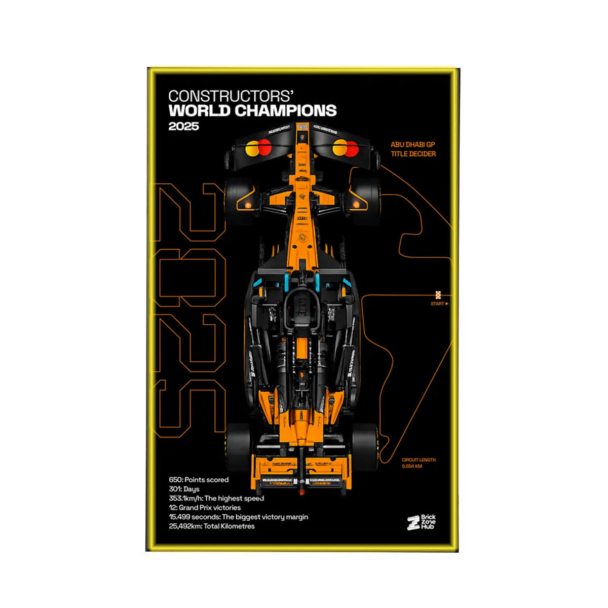 Wall Display Frame for LEGO® McLaren MCL39 F1® Car 42228 | World Champions 2025