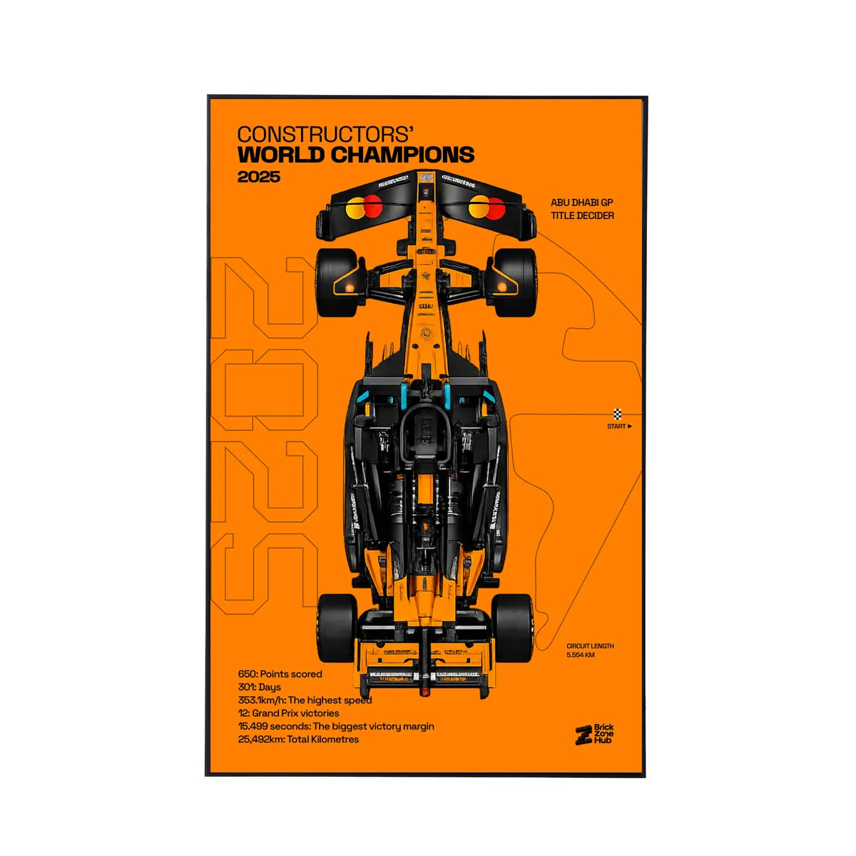 Wall Display Frame for LEGO® McLaren MCL39 F1® Car 42228 | World Champions 2025