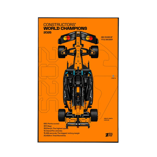 Wall Display Frame for LEGO® McLaren MCL39 F1® Car 42228 | 2025 World Champions 2025 | Orange