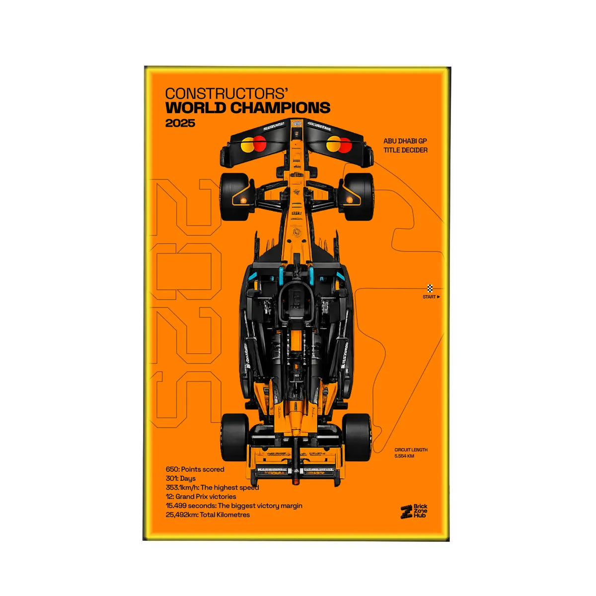 Wall Display Frame for LEGO® McLaren MCL39 F1® Car 42228 | World Champions 2025