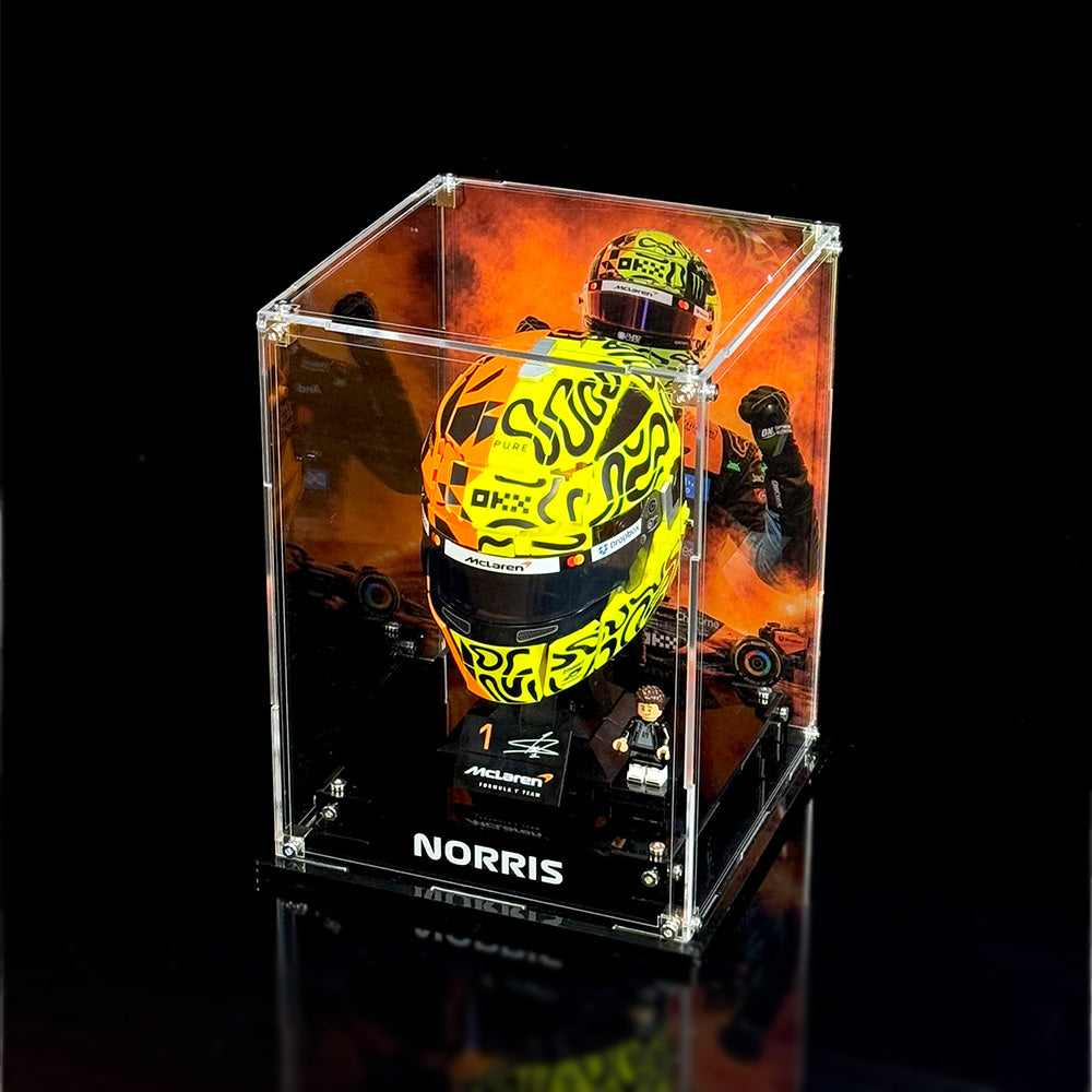 Acrylic Display Case for LEGO® McLaren Mastercard F1® Team Oscar Piastri Helmet/Lando Norris Helmet 43017/43023