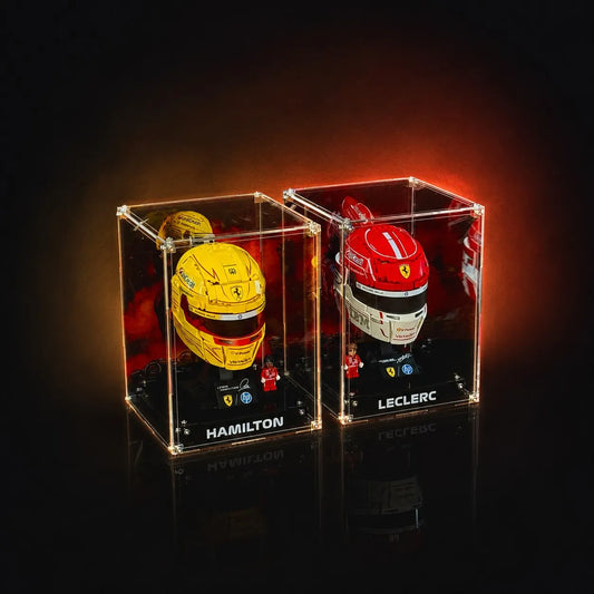 Acrylic Display Case for LEGO® Scuderia Ferrari HP Lewis Hamilton Helmet/Charles Leclerc Helmet  43022/43014