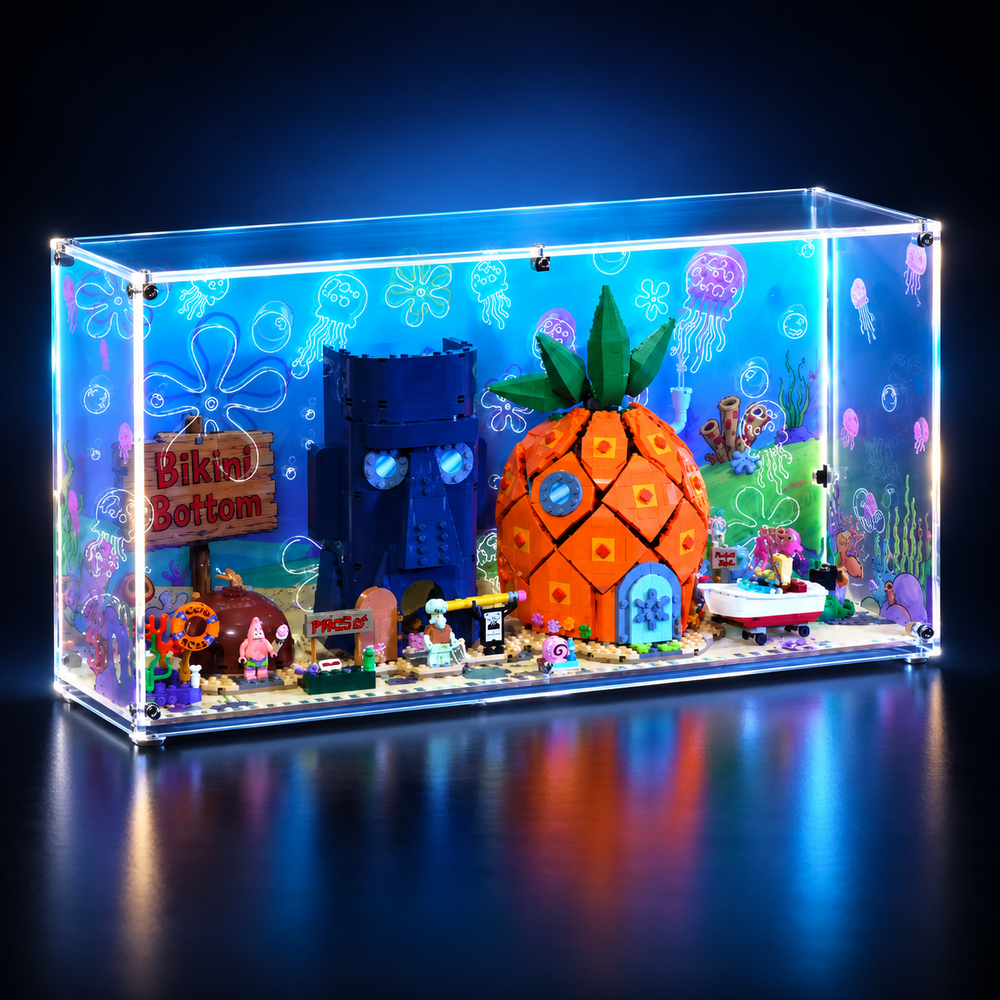 Wall-Mounted Display Case Compatible with LEGO® SpongeBob SquarePants™: Bikini Bottom Set 11386