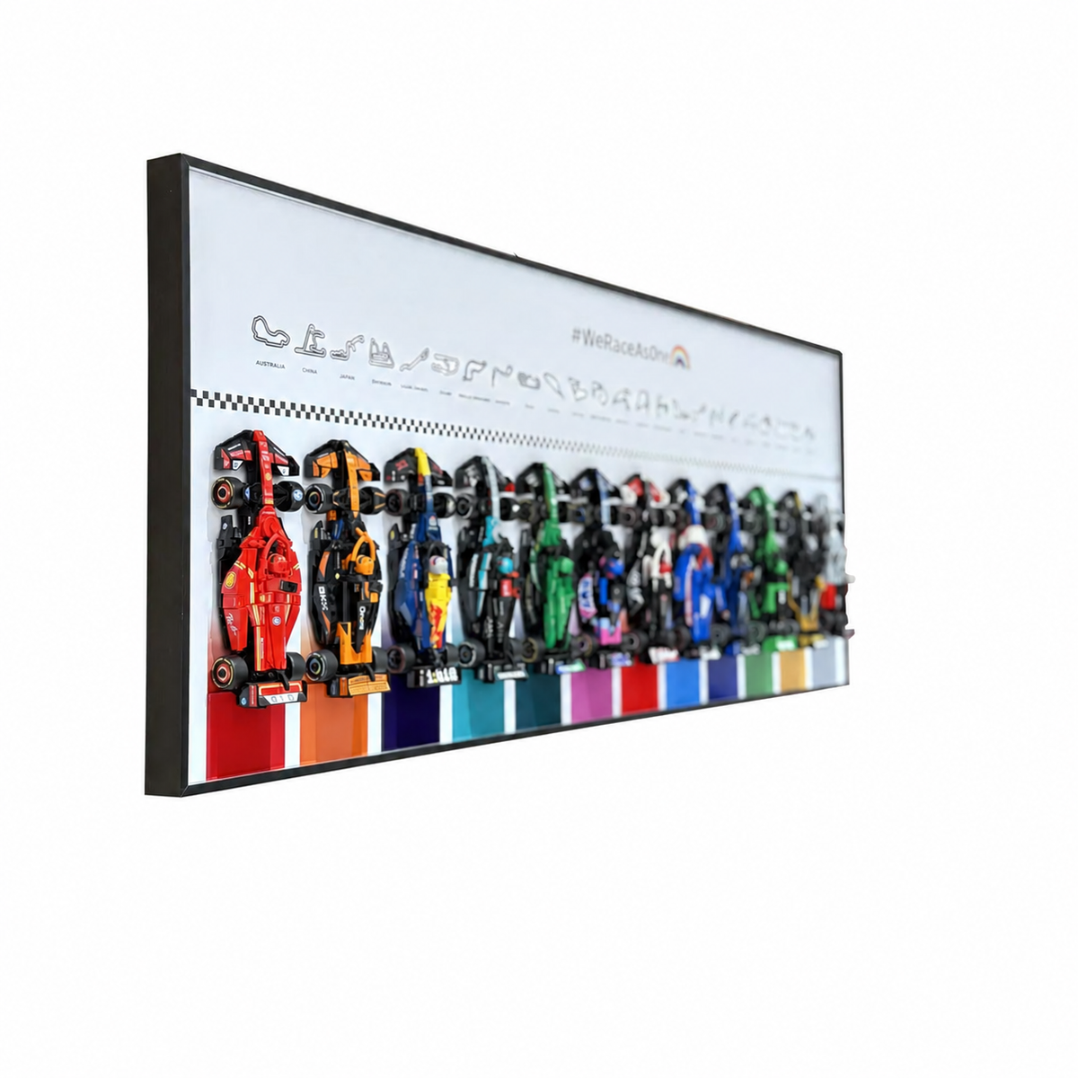 Wall Display Frame for LEGO® Speed Champions F1 | 12-Car | Grand Prix | White