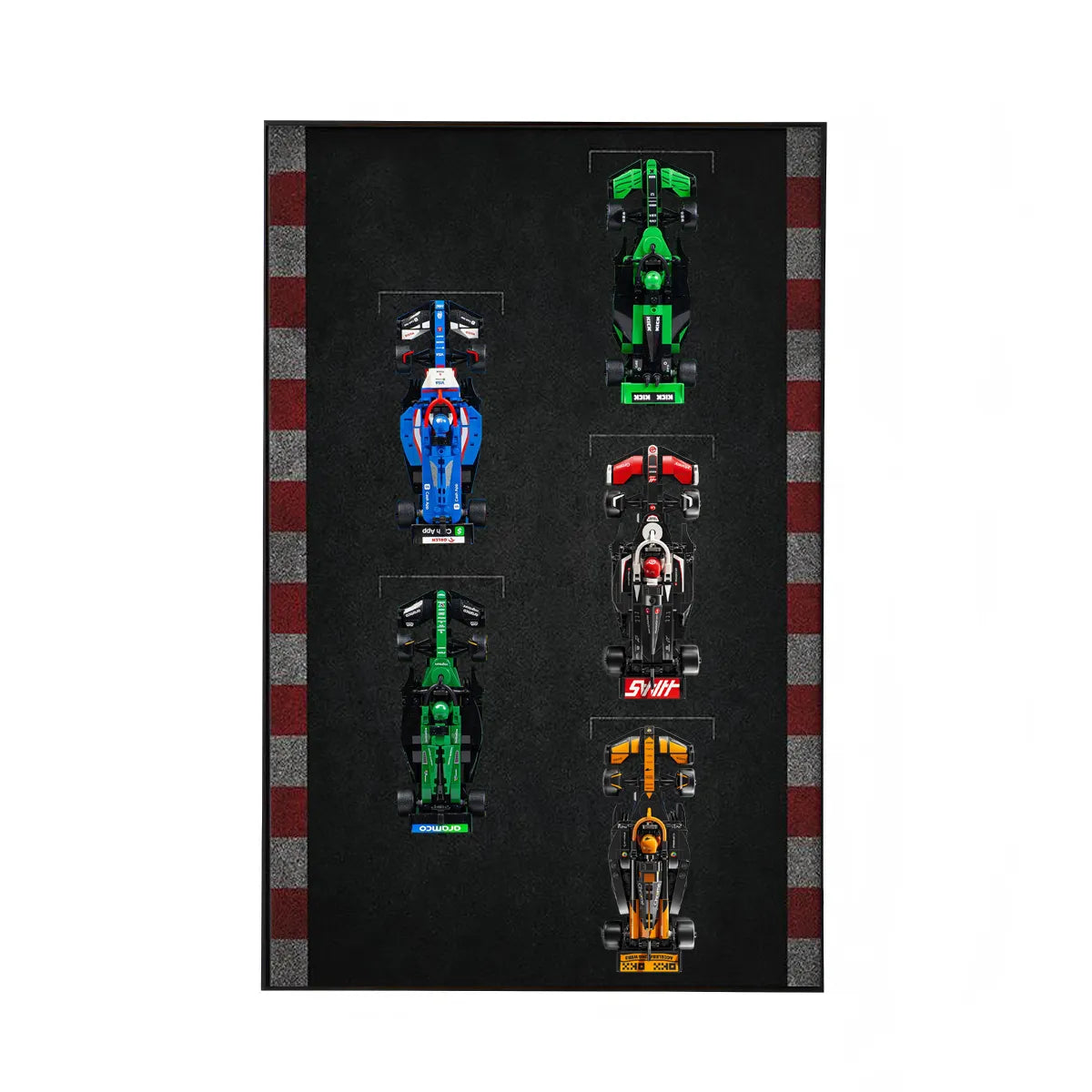 Wandmontierter Displayrahmen, kompatibel mit der LEGO® Speed ​​Champions F1-Serie