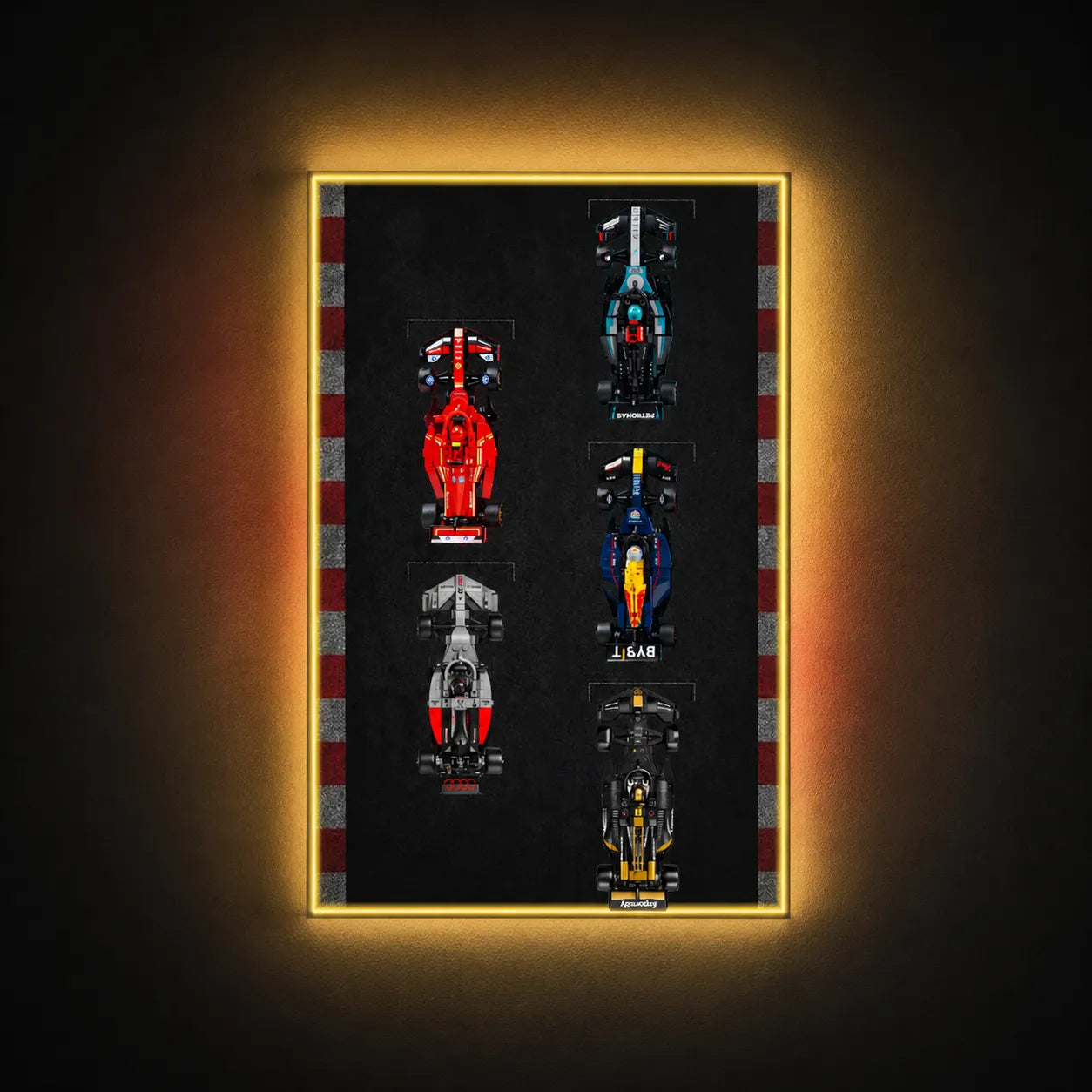 Wandmontierter Displayrahmen, kompatibel mit der LEGO® Speed ​​Champions F1-Serie