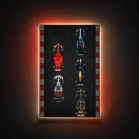 Wandmontierter Displayrahmen, kompatibel mit der LEGO® Speed ​​Champions F1-Serie