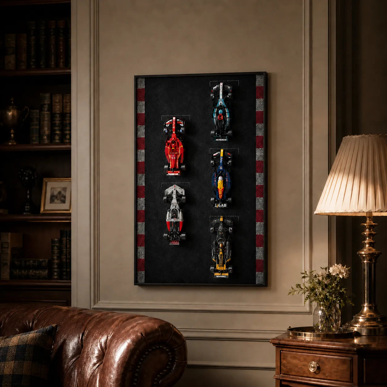 Wandmontierter Displayrahmen, kompatibel mit der LEGO® Speed ​​Champions F1-Serie