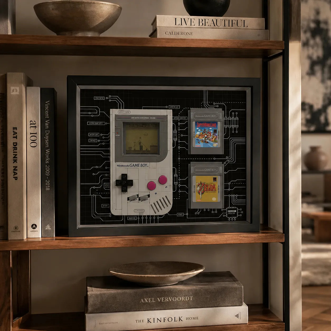 Wandmontierter Displayrahmen für Game Boy-Konsole und -Kassetten 72046 