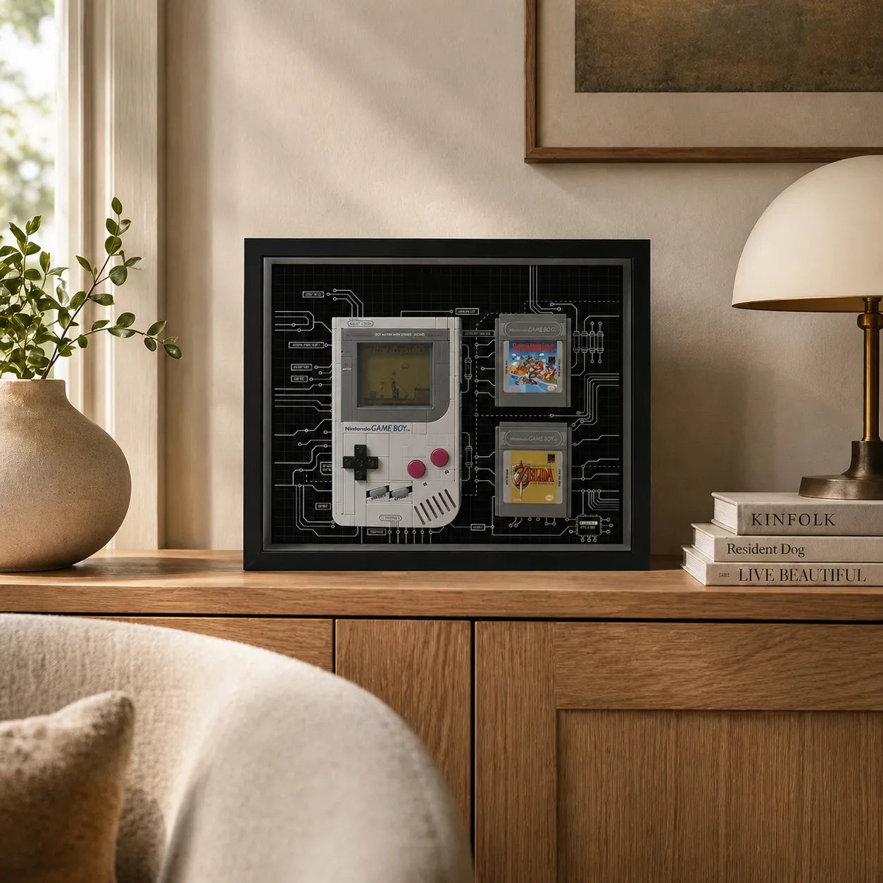 Wandmontierter Displayrahmen für Game Boy-Konsole und -Kassetten 72046 