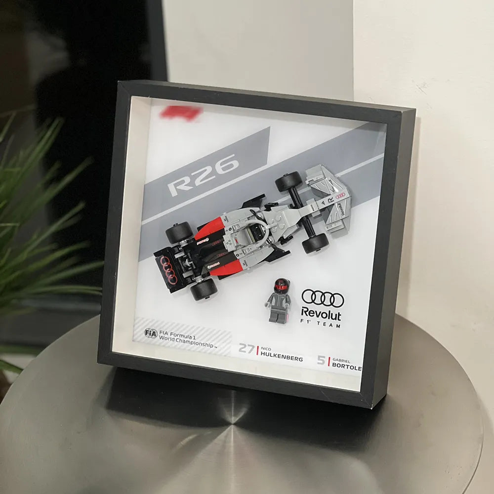 LEGO® Car Display Cases – Audi Revolut F1® Team R26 Race Car Wall Frames 77259