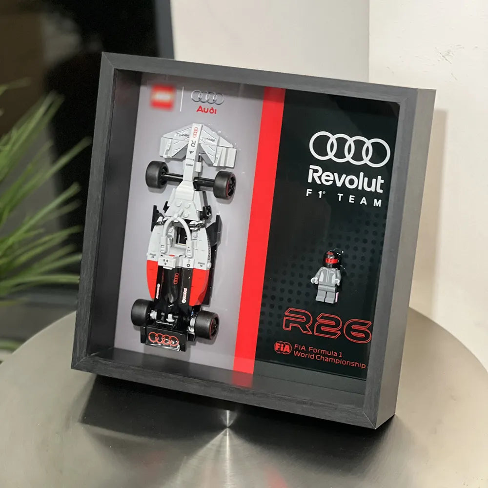 LEGO® Car Display Cases – Audi Revolut F1® Team R26 Race Car Wall Frames 77259