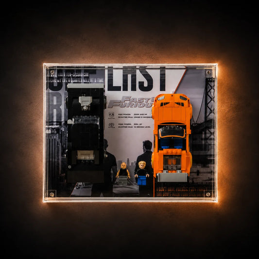 Wall Display Case for LEGO® The Fast and The Furious Toyota Supra MK4 and 1970 Dodge Charger R/T 77260/76912