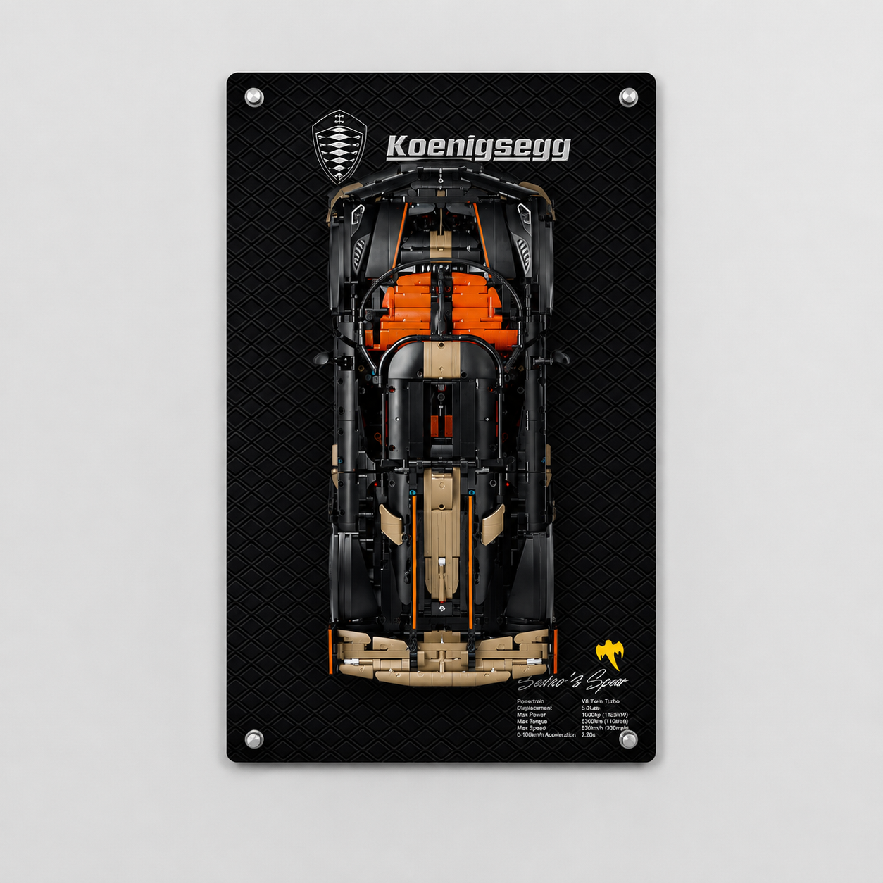 Wall Display Case for LEGO® Technic™ Koenigsegg Sadair’s Spear 42232